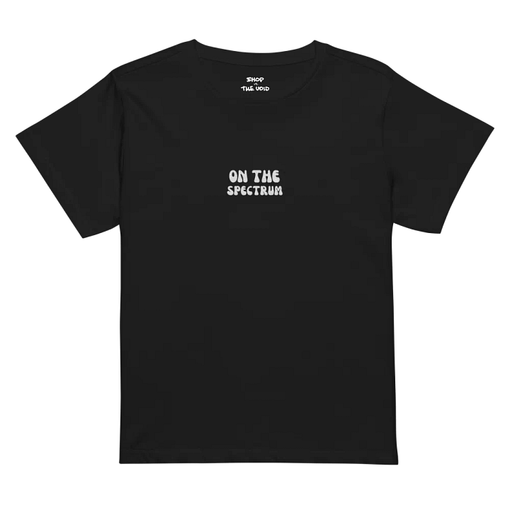 ON THE SPECTRUM (groovy design, white) embroidered waist length t-shirt product image (1)