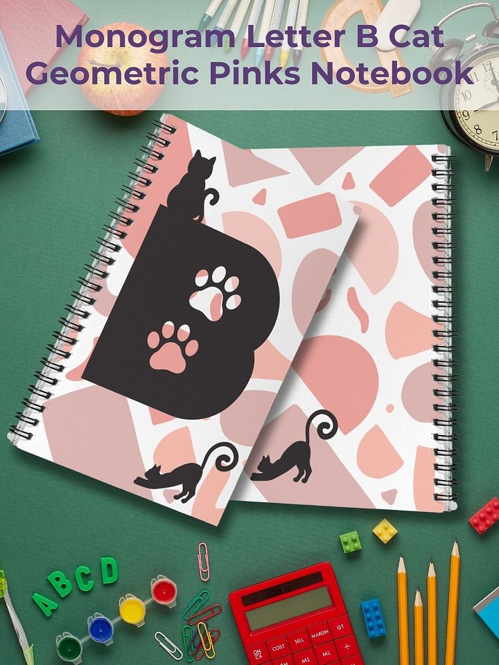 Monogram Letter B Cat Lover Geometric Pinks Notebook product image (1)