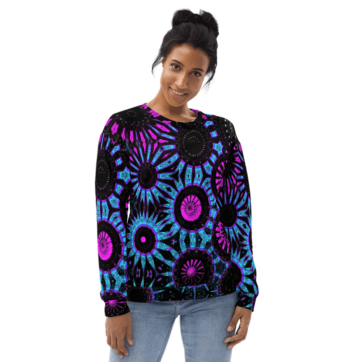 Abstract Circular Shapes in Turquoise, Black and Pink Unisex Sweatshirt product image (2)