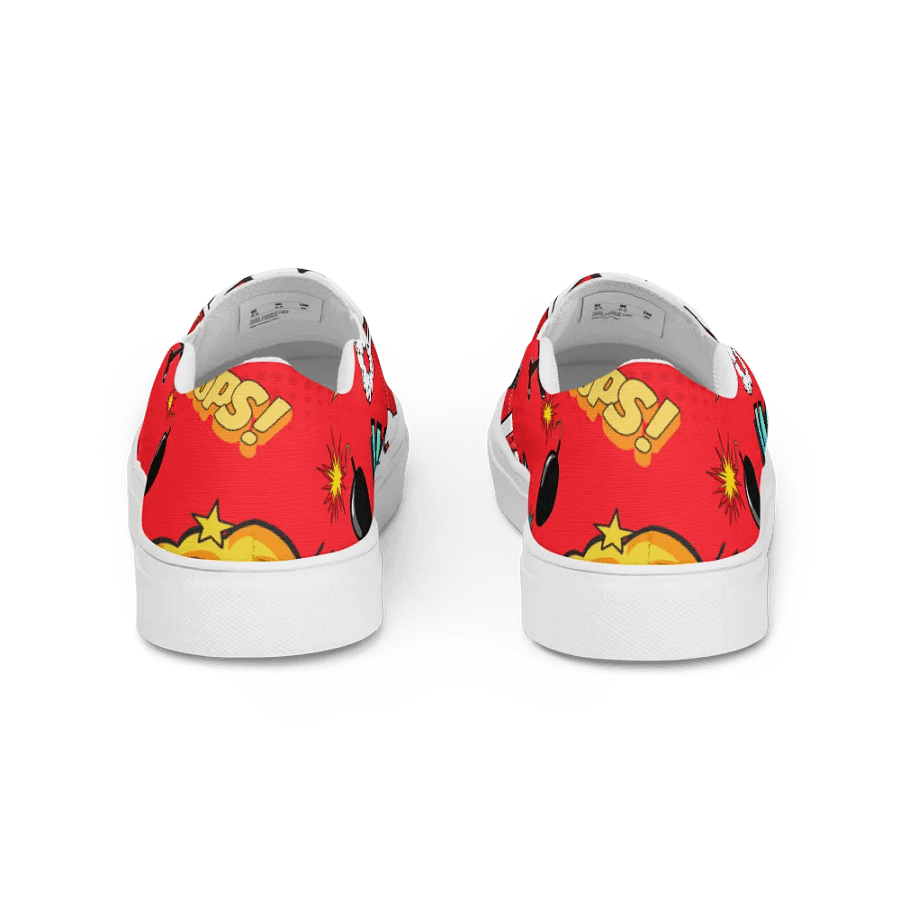 Red Comic Speech Design women Slip-On Canvas Shoes product image (4)