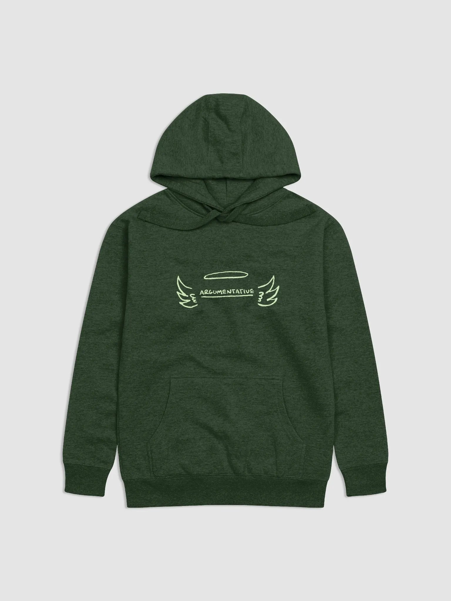 ANGELIC (monochrome green) printed heavyweight hoodie product image (1)