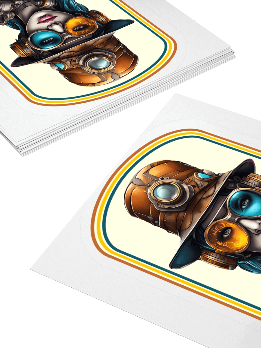 Fire & Ice Goggle Girl Steampunk Style Kiss Cut Sticker product image (14)