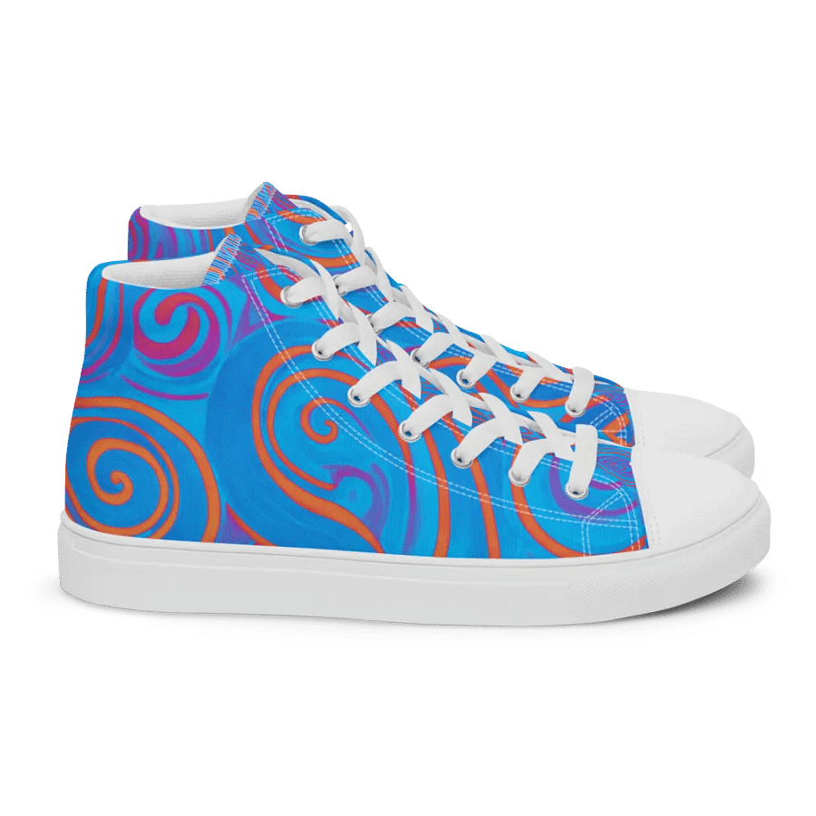 Funky Blue Dreams Liquid Tie-Dye Women's High-Top Canvas Shoes product image (3)