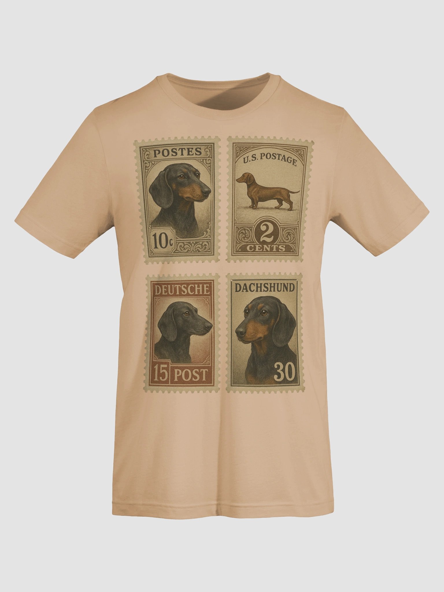 Vintage Dachshund Stamp Collection T-Shirt – Retro Dog Lover's Travel Tee product image (14)