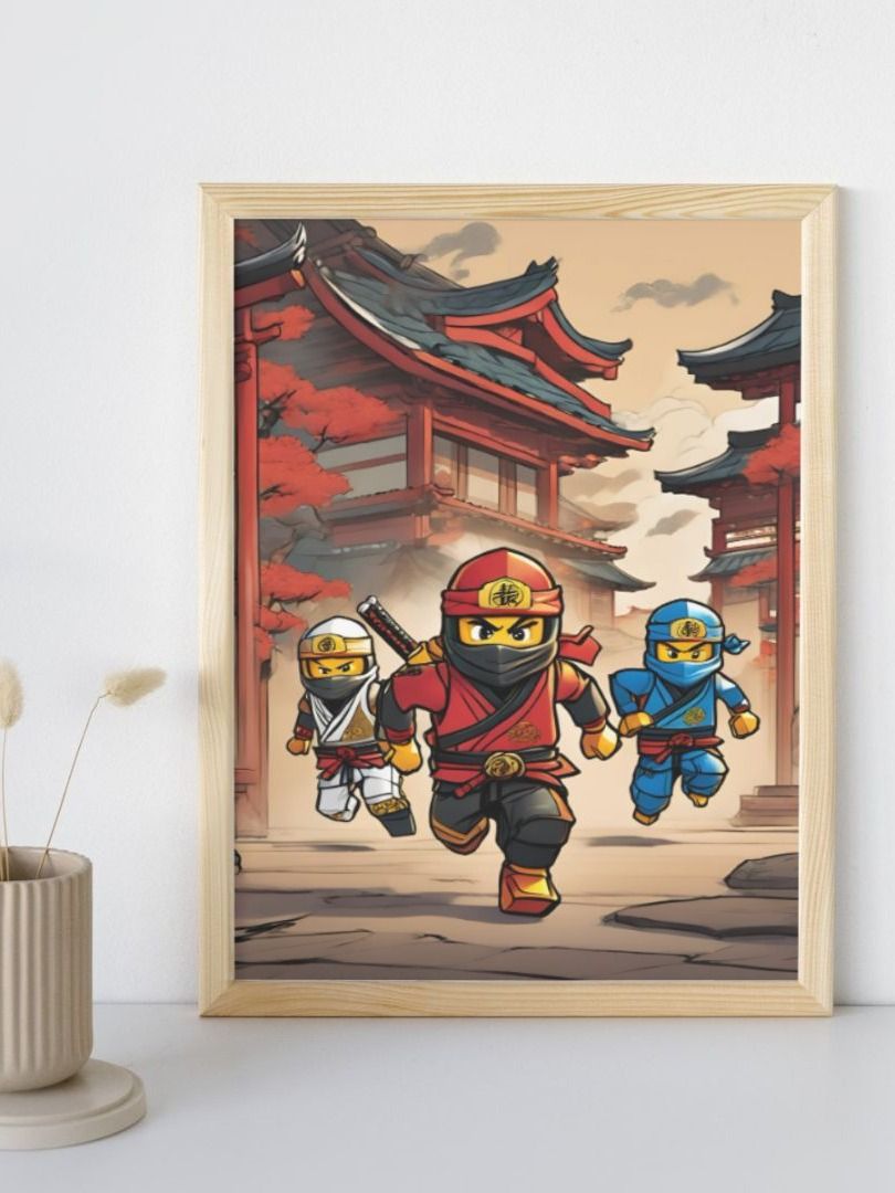 Ninja Trio Running wall art Boys Room - Ninja Poster - Ninjago inspired Wall Decoration for Boys product image (2)
