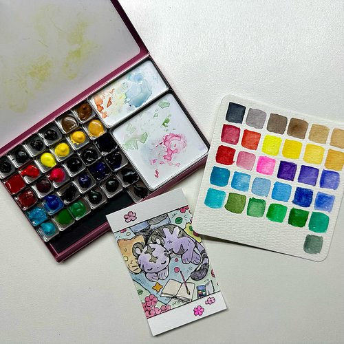Finally got around to swatching my paints in the @arttoolkit #folio palette by @zaquilae ! Paints selected by @strooooble , a...