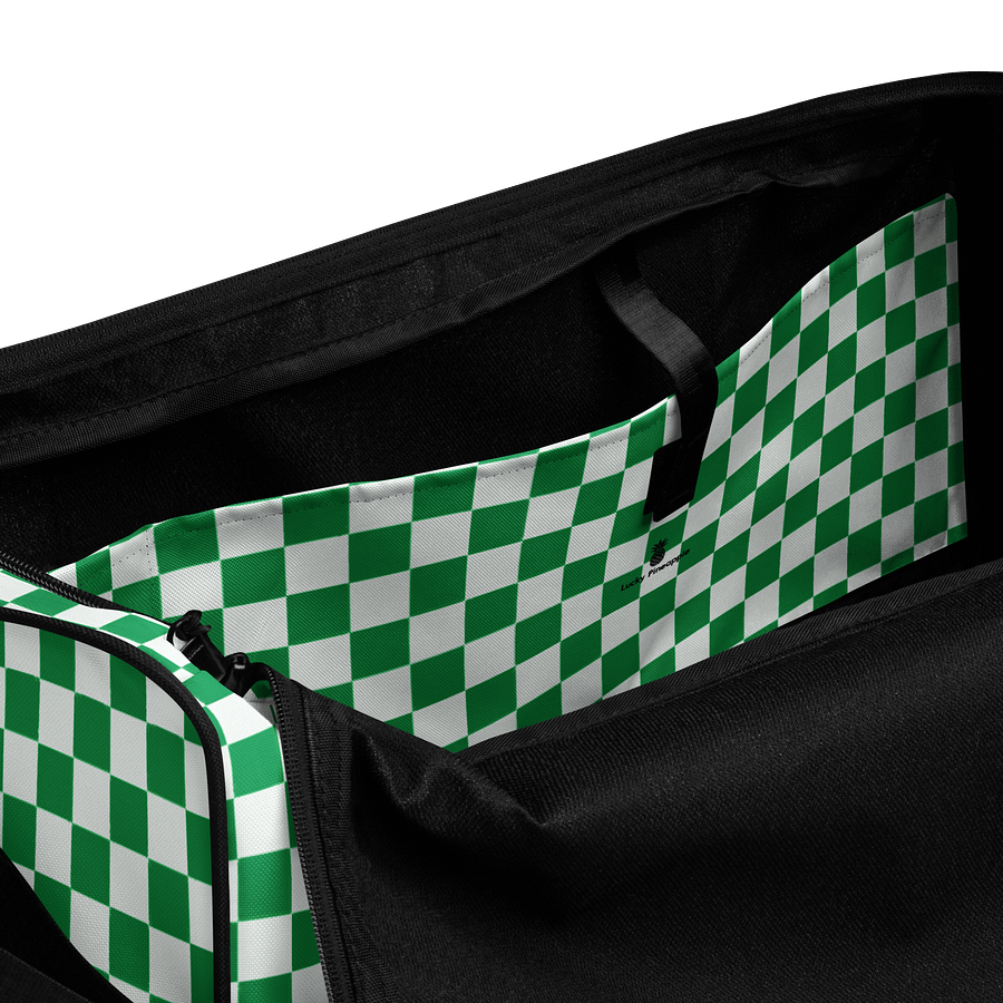 Checkered! Green and White Checkers Duffel Bag product image (6)