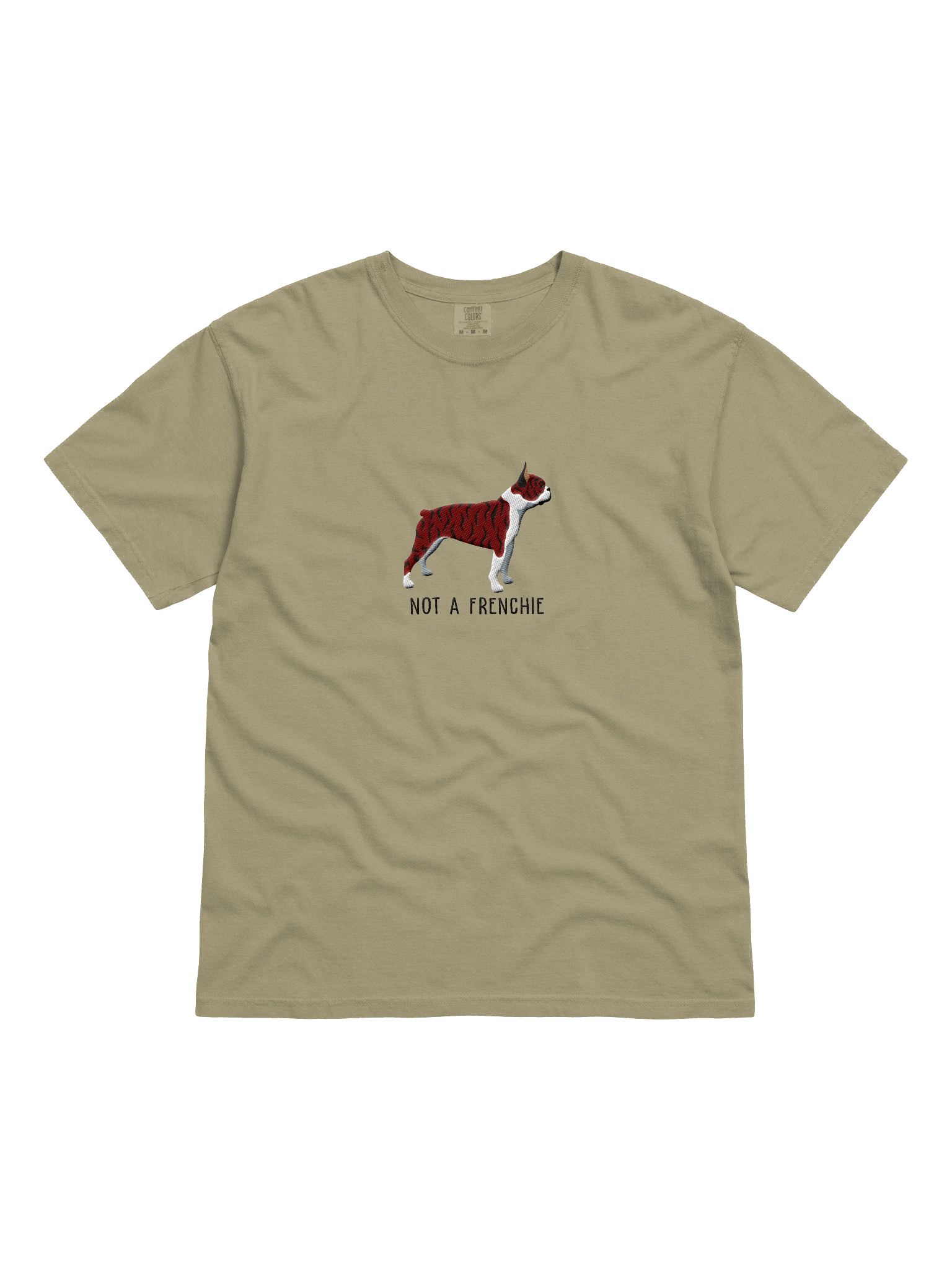 Not a Frenchie T-Shirt(Embroidered) of a Boston Terrier(Brindle) product image (1)