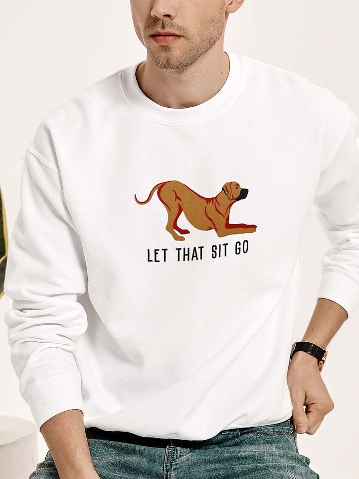 Let That Sit Go Sweatshirt (Embroidered) of a Rhodesian Ridgeback(Tan) product image (2)