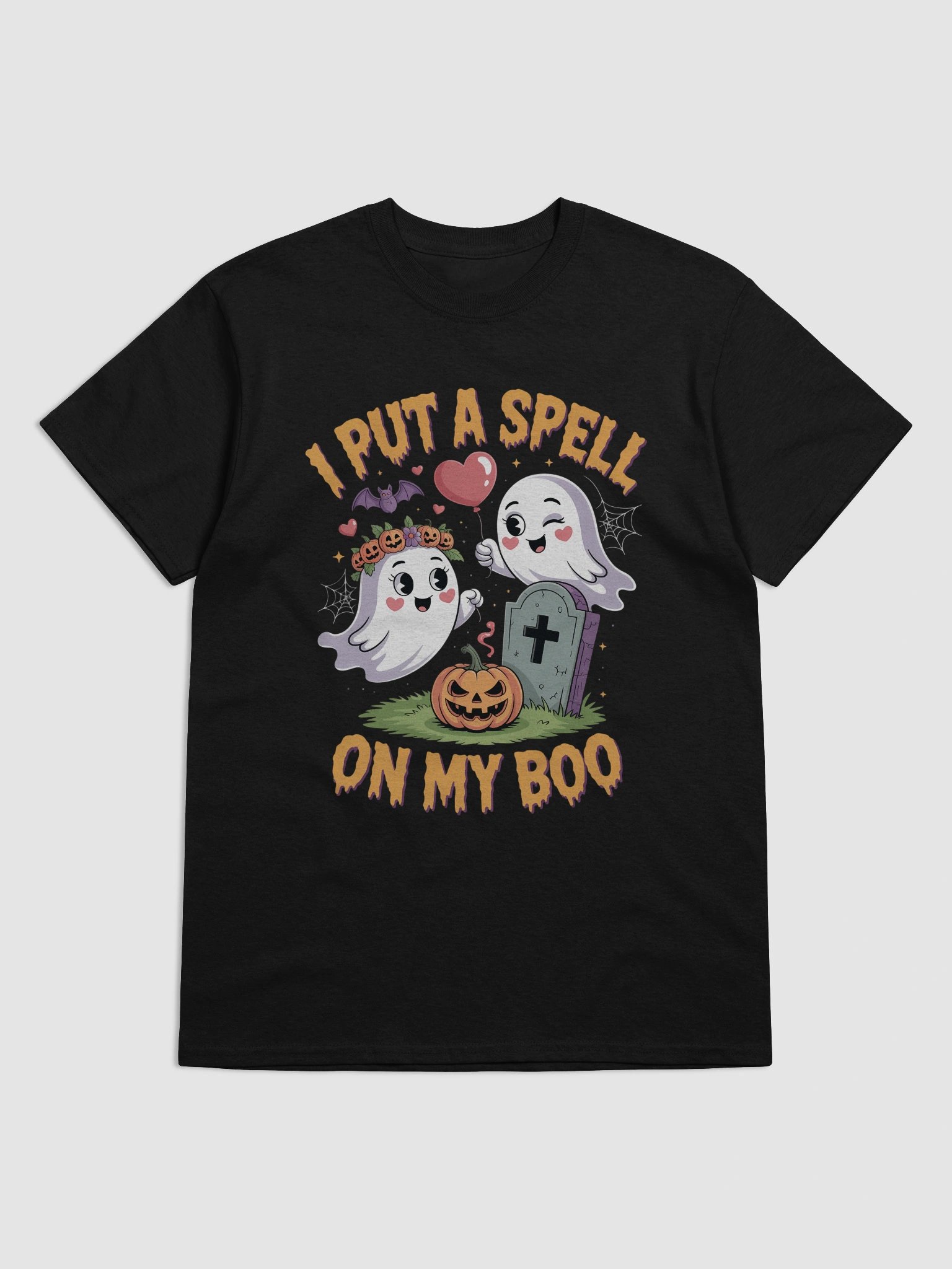 I Put A Spell On My Boo Funny Halloween Couple's T-Shirt | Spooky Cute Ghost & Pumpkin Tee product image (5)