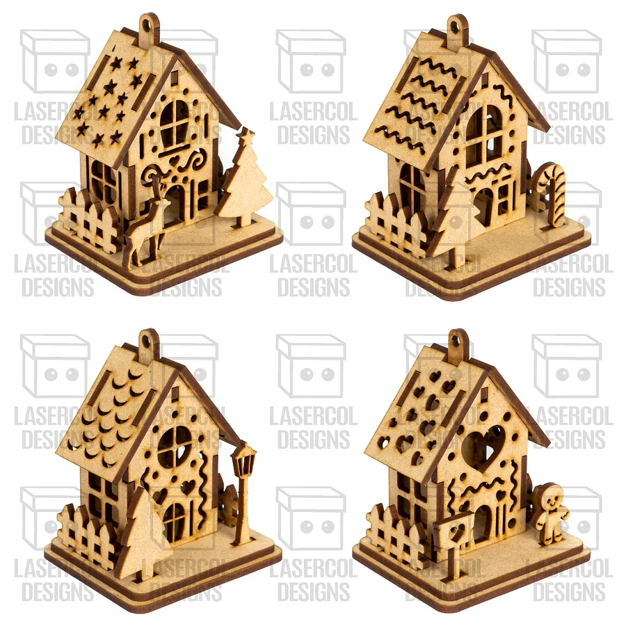 Christmas Houses Ornaments (8 Styles) - Laser Cut Files product image (4)