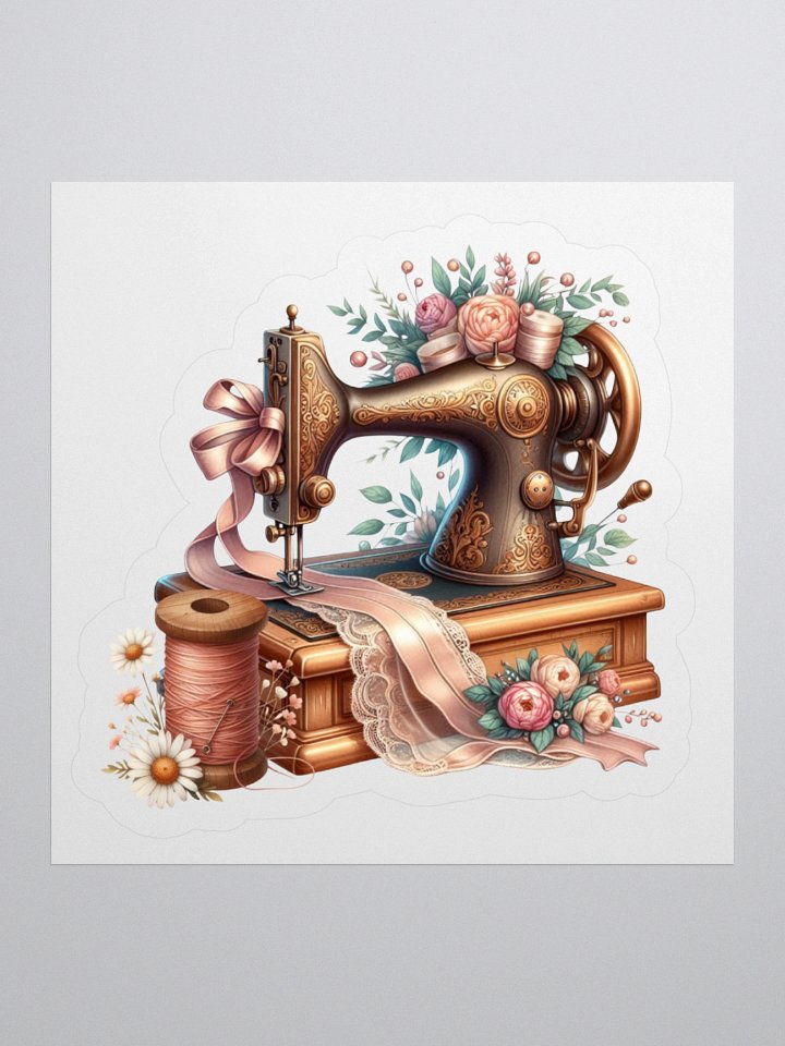 Vintage Sewing Machine Floral Kiss Cut Stickers product image (1)