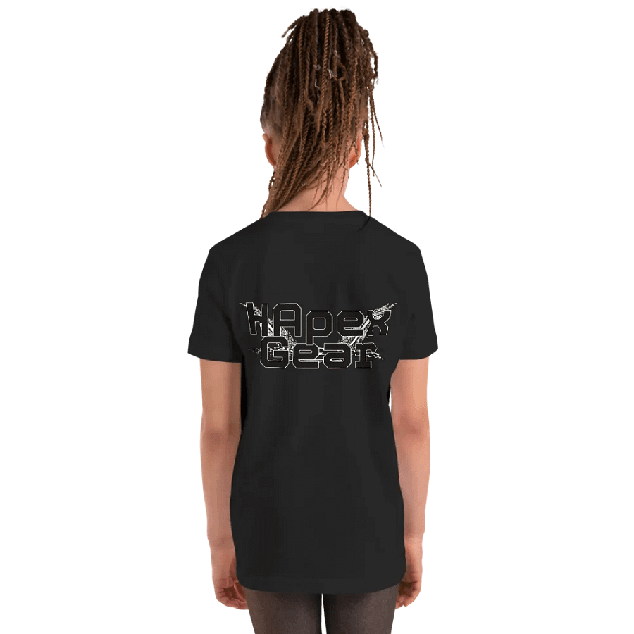 Youth Short Sleeve T-Shirt - Embroidered - Black HApex Gear White Logo product image (10)