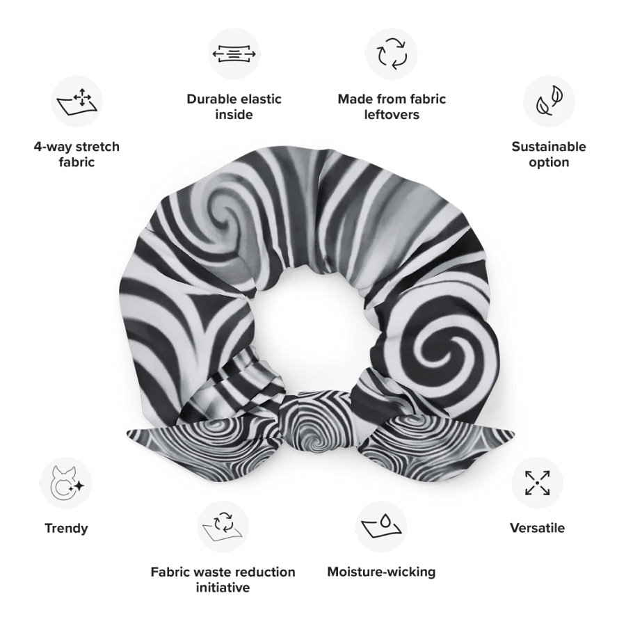 Funky Black & White Noir Liquid Tie-Dye Scrunchie product image (11)