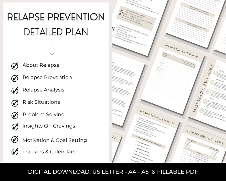 Relapse Prevention Plan Workbook for Addiction Recovery: Self-Help Tools & Therapist Resources product image (2)