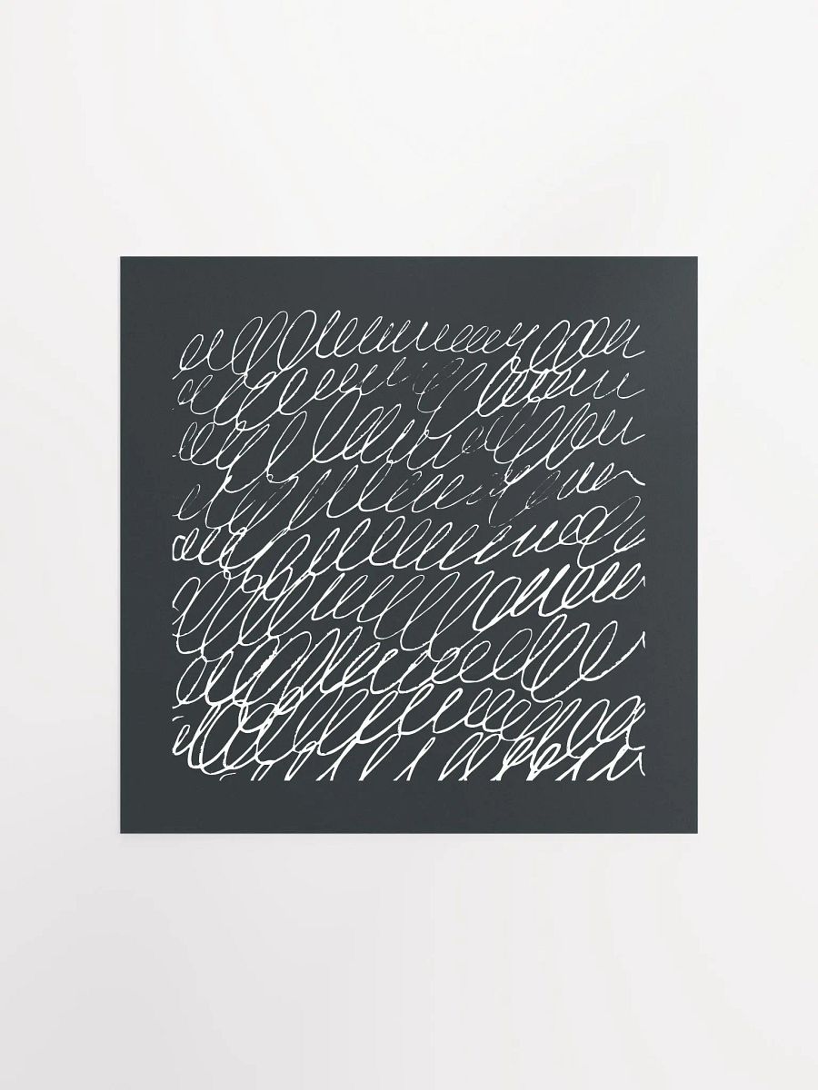 White Scribble on Black Abstract Art Print product image (2)