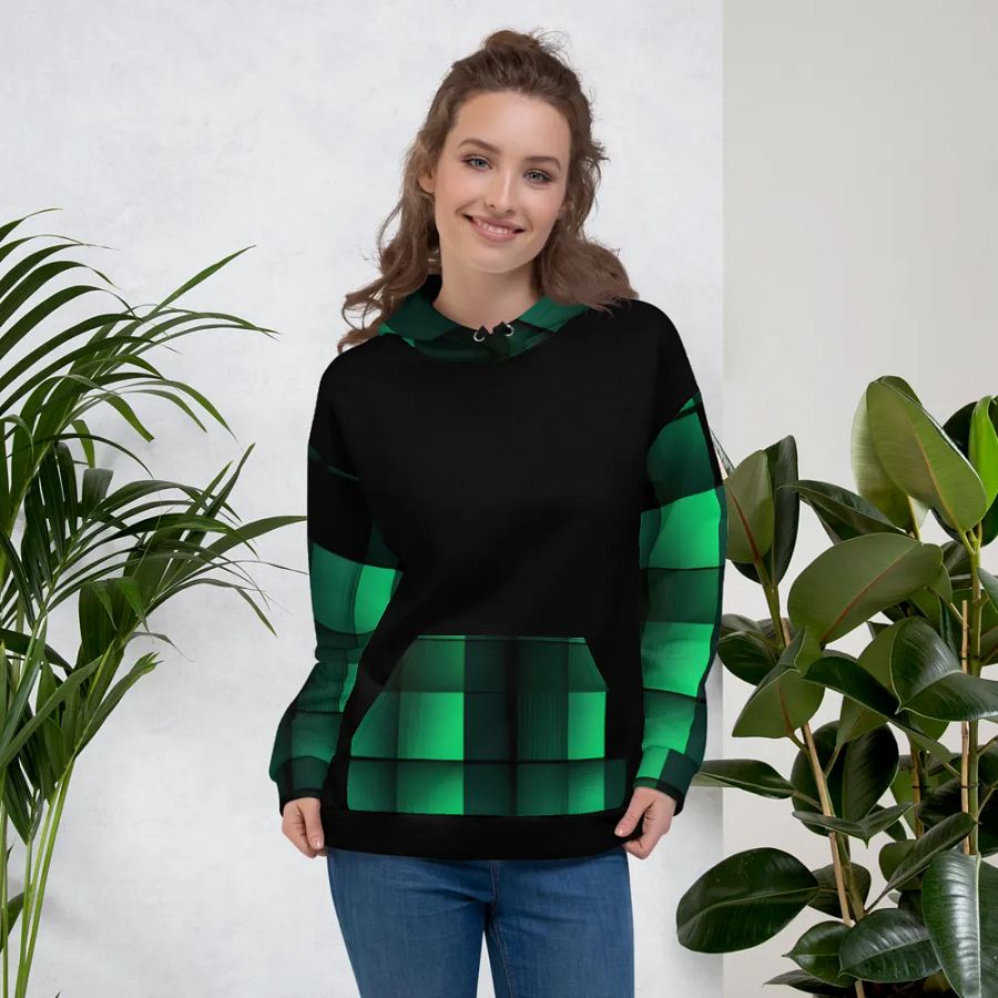 Black And Green Squares Unisex Hoodie product image (5)