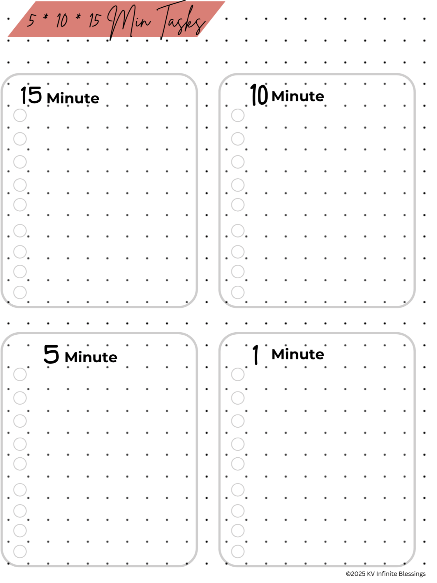5, 10, 15-Minute Task List | Digital & Printable Bullet Journal product image (4)