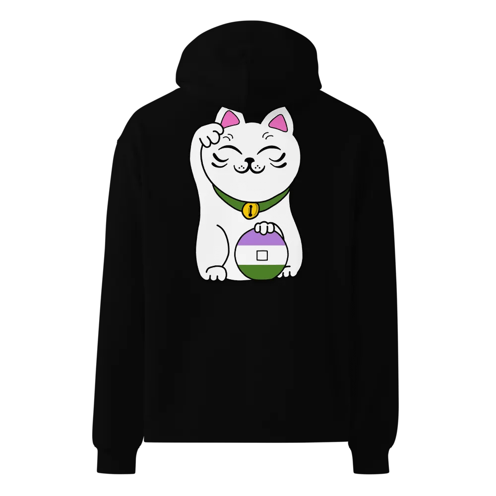 Maneki neko genderqueer pride hoodie product image (6)