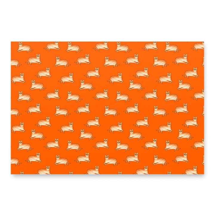 Fat Cat On Orange Base - Wrapping Paper product image (1)