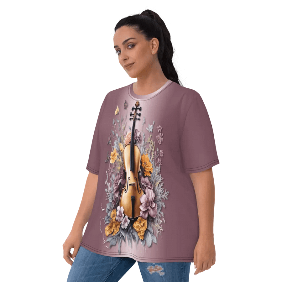 Floral Violin All Over Print T-shirt product image (3)