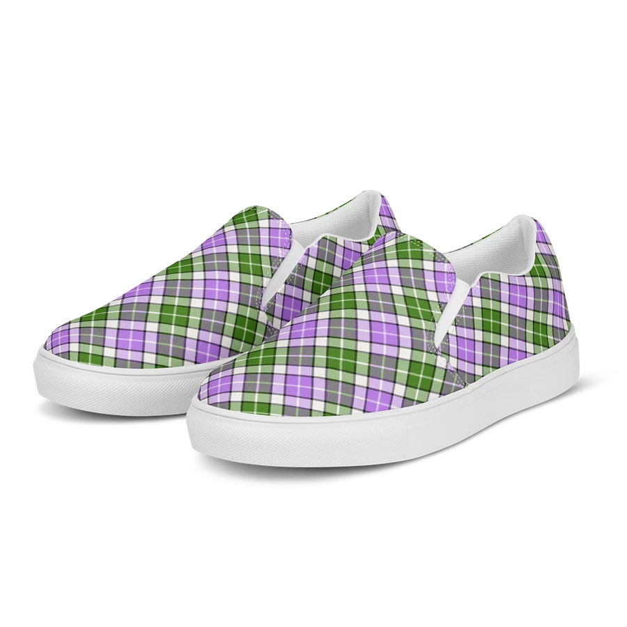Lavender and Green Plaid Women's Slip-On Shoes product image (3)
