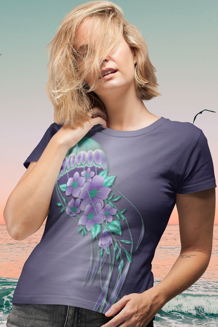 Tropical Floral Jellyfish All Over Print T-shirt product image (1)
