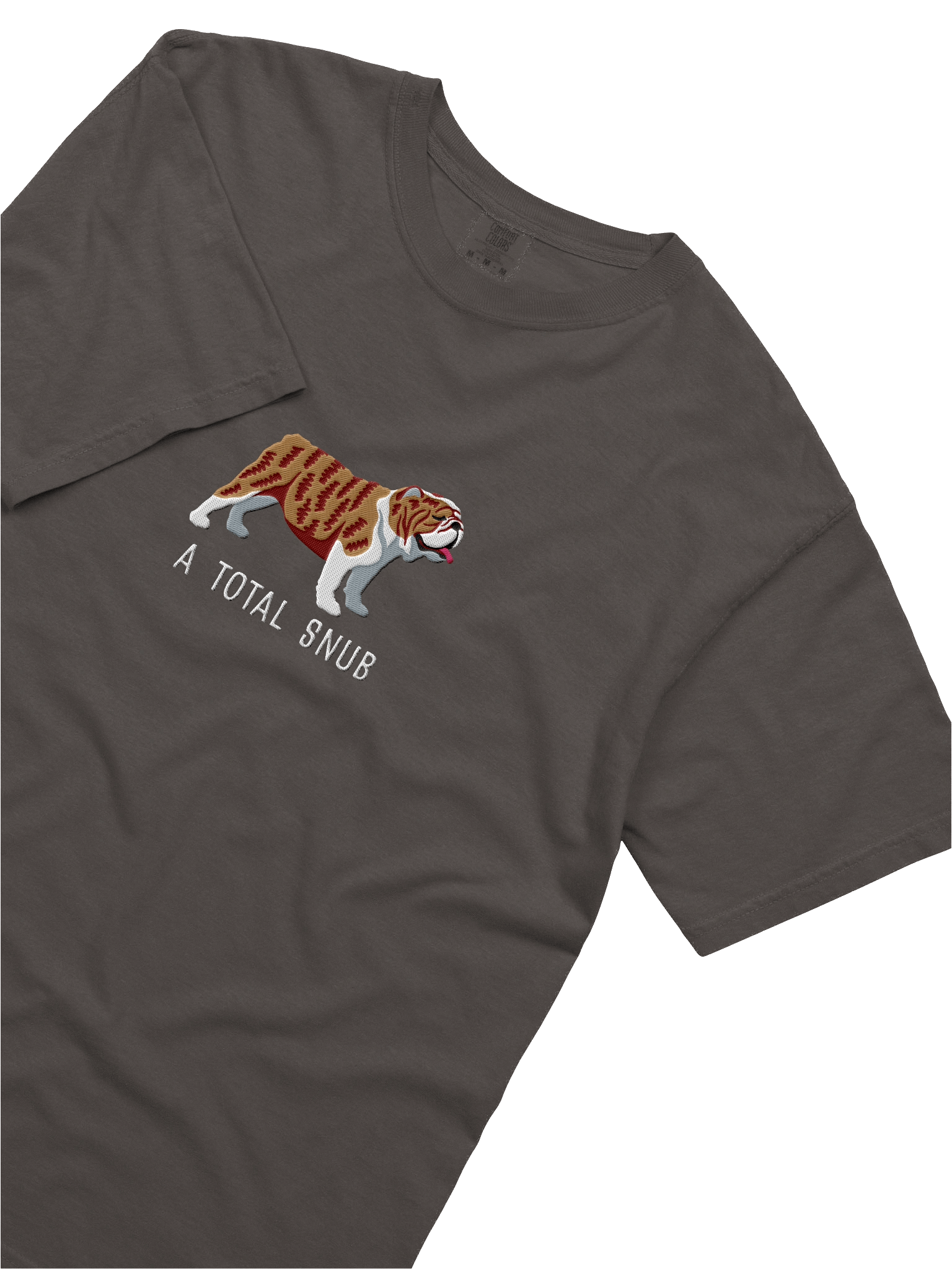 A Total Snub T-Shirt(Embroidered) of an English Bulldog(Brindle & White) product image (28)