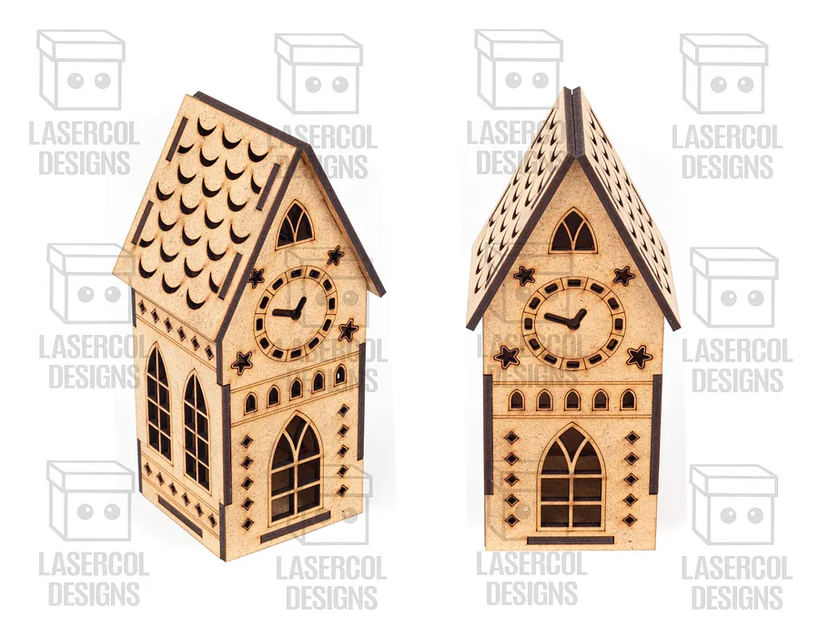 Christmas Houses Set 2 (5 Styles) - Laser Cut Files product image (6)