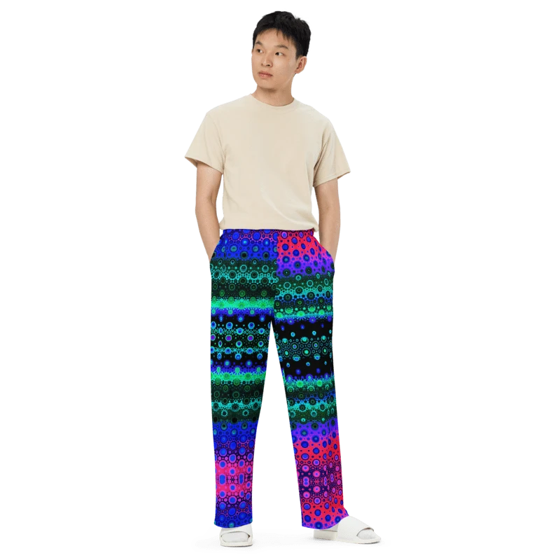 Abstract Multicoloured Pattern Unisex Wide Leg Trousers product image (6)