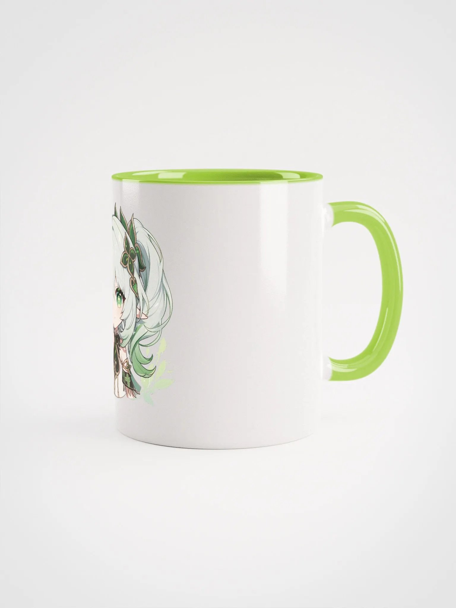 Nahida Genshin Impact Ceramic Mug – Green Handle & Interior product image (2)