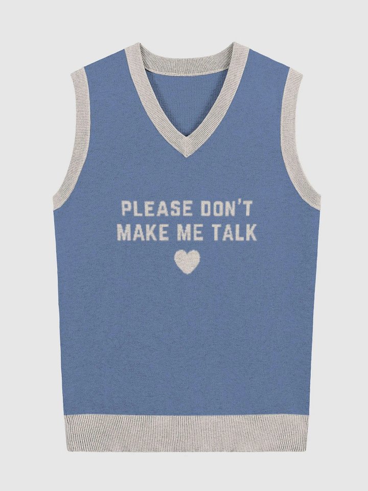 PLEASE DON'T MAKE ME TALK (blue and taupe) knitwear vest product image (1)