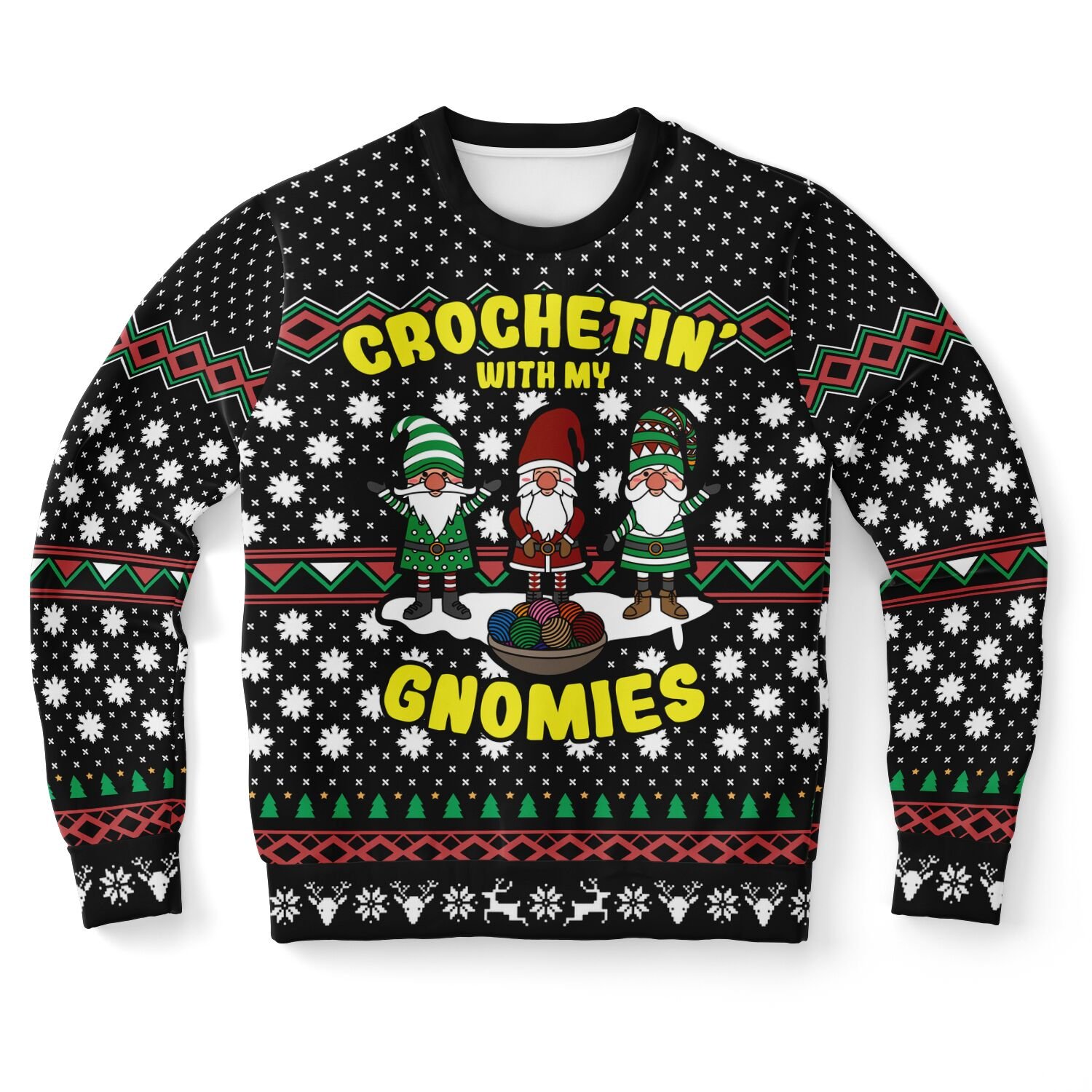 "Crochet with My Gnomies" Ugly Christmas Sweater | Knitting Crafter Holiday Sweatshirt | Crochet Gnome Winter Outfit product image (9)