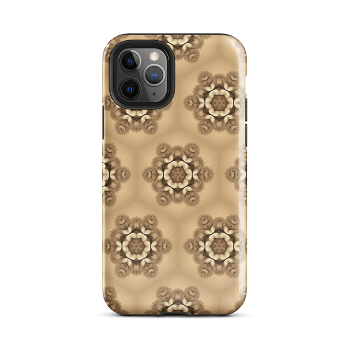 Tough Phone Case for iPhone® - Brown and Beige Geometric Honeycomb Floral Pattern product image (2)