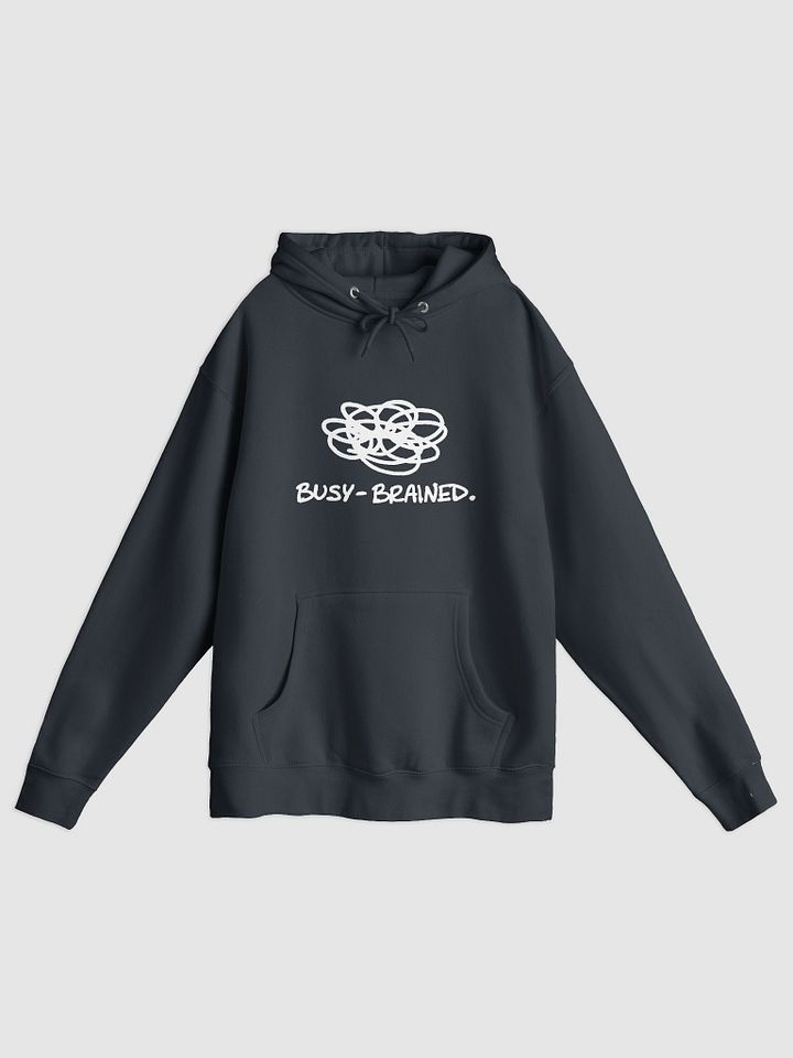 BUSY-BRAINED (white design) printed premium pullover hoodie product image (5)