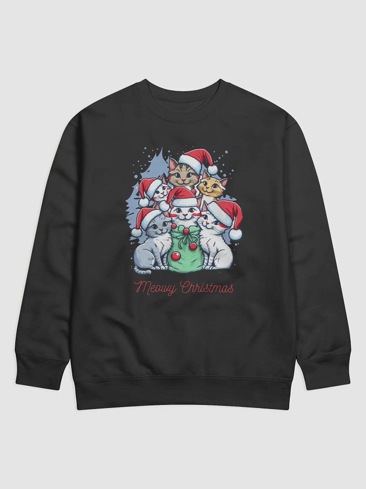 Meowy Christmas SweatShirt Design - Cute Christmas Cats in Santa Hats product image (1)