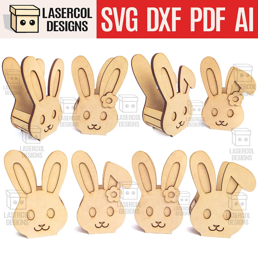 Easter Bunny Basket Bundle (Set 1-2-3-4) - Laser Cut Files product image (3)