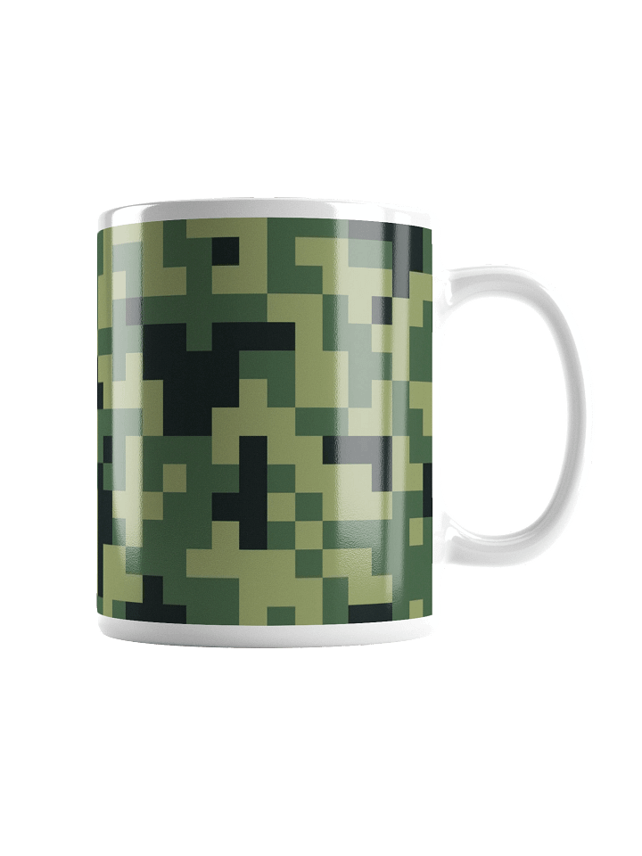 Military Green Camouflage Pixels Camo Pattern White Glossy Coffee Mug product image (2)
