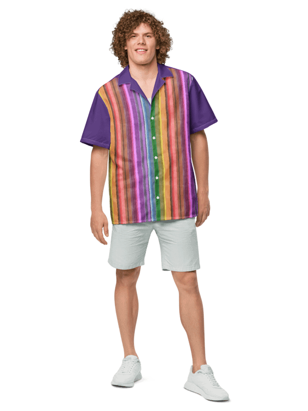 Cool Gouache Striped Unisex Hawaiian Button Shirt product image (2)