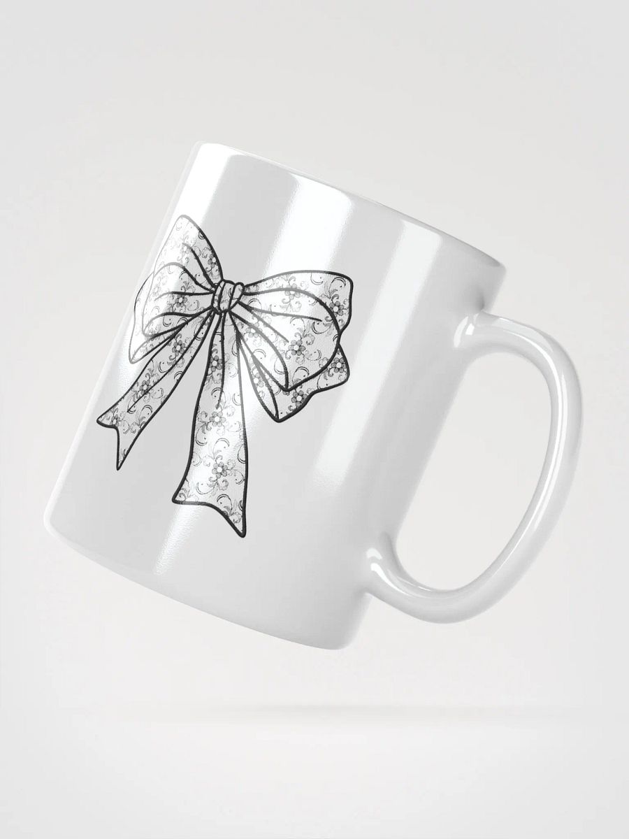 Destin Faux Embroidered Bow White Glossy Mug product image (3)