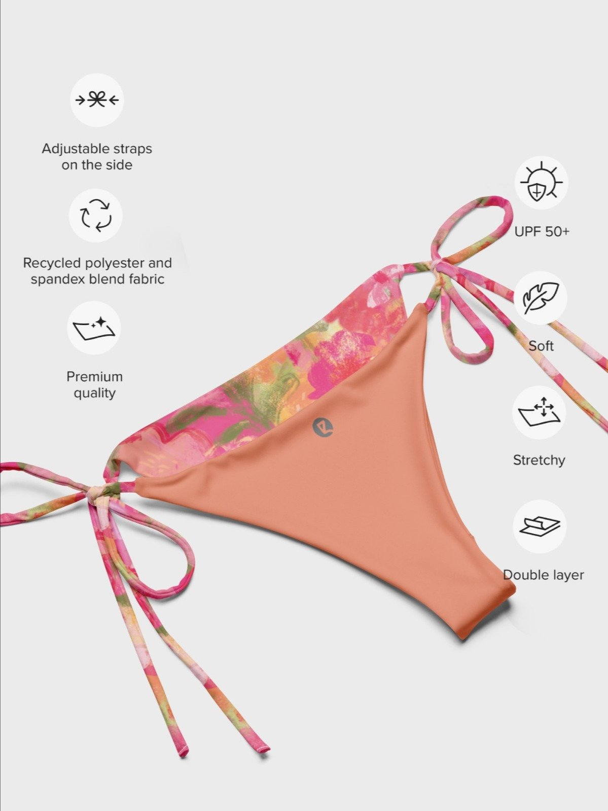 Recycled Triangle Bikini Bottom "Sweet Pastel Florals of Spring" product image (4)