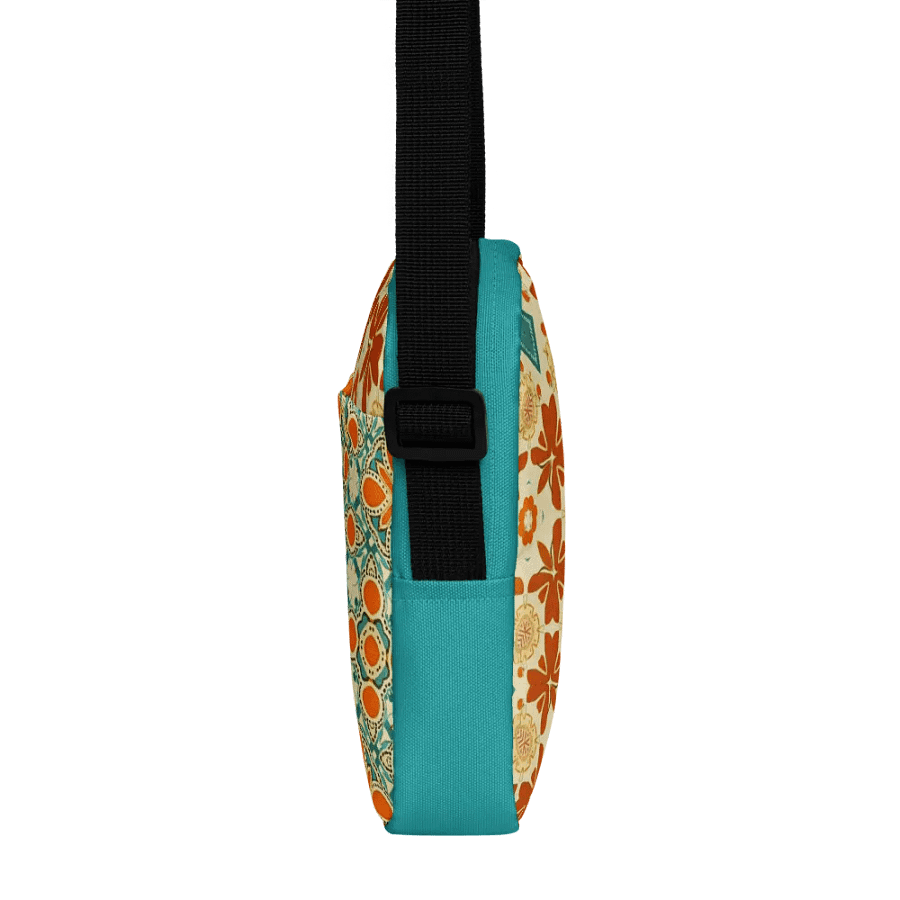 Teal, Orange and Tan Boho Crossbody Bag – Two-Pattern Style product image (7)
