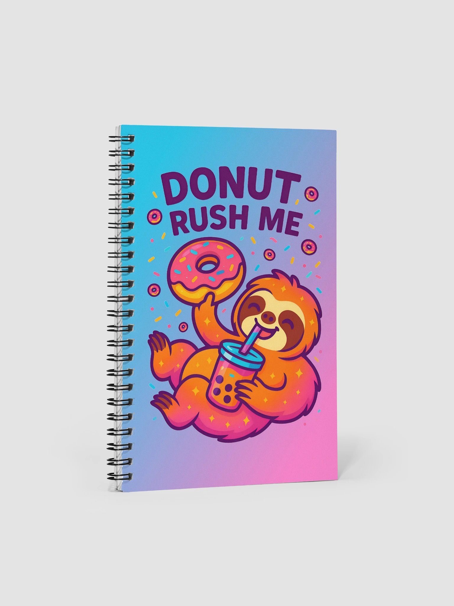 Donut Rush Me – Funny Sloth Notebook With Bubble Tea & Donut | Sloths Having Snacks Collection product image (1)