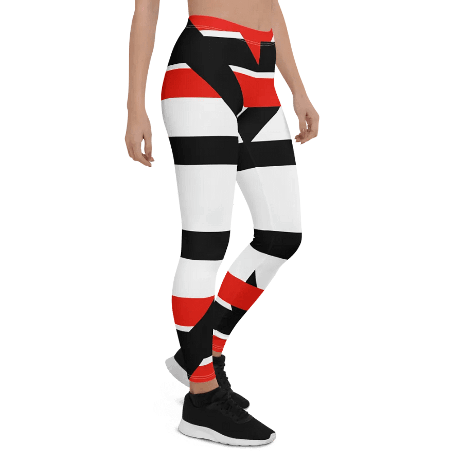 Black/Red/White Bent Line Leggings product image (4)