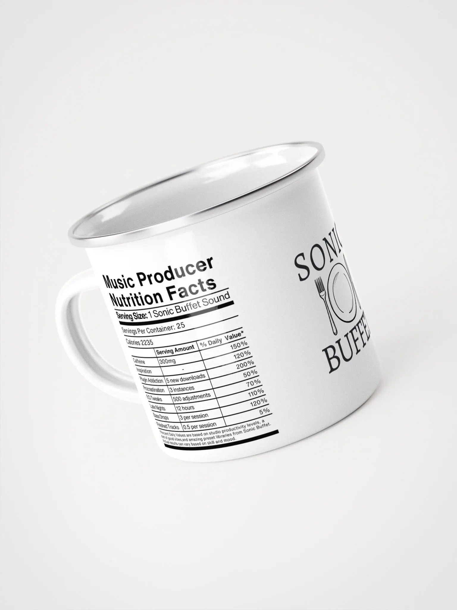 "Music Producer Nutrition Facts" Enamel Coffee Mug product image (4)