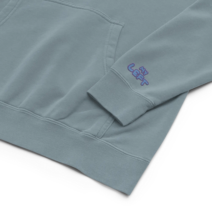 Left and Right embroidered pigment-dyed hoodie (violet design) product image (1)