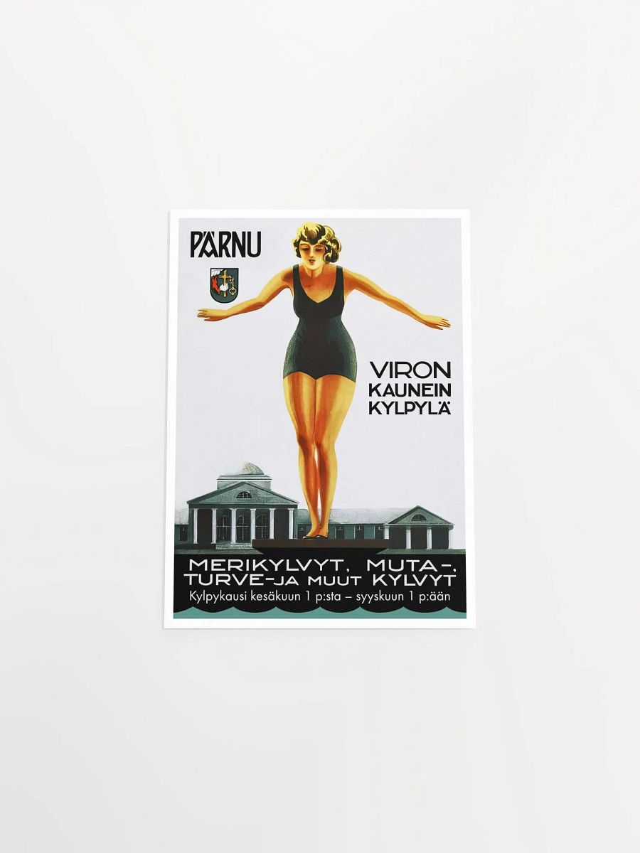 Estonia poster - Parnu/Pärnu, Viron Kaunein Kylpylä, Estonia, 1931 — retro vintage travel poster, retro travel art, retro travel wall art product image (9)
