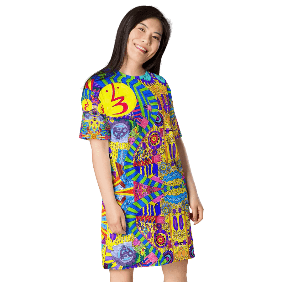 Abstract Colourful Doodle Ladies T Shirt Dress product image (8)