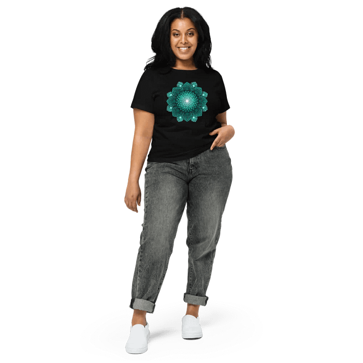 Turquoise Dot Mandala Women's High-Waisted T-Shirt product image (2)