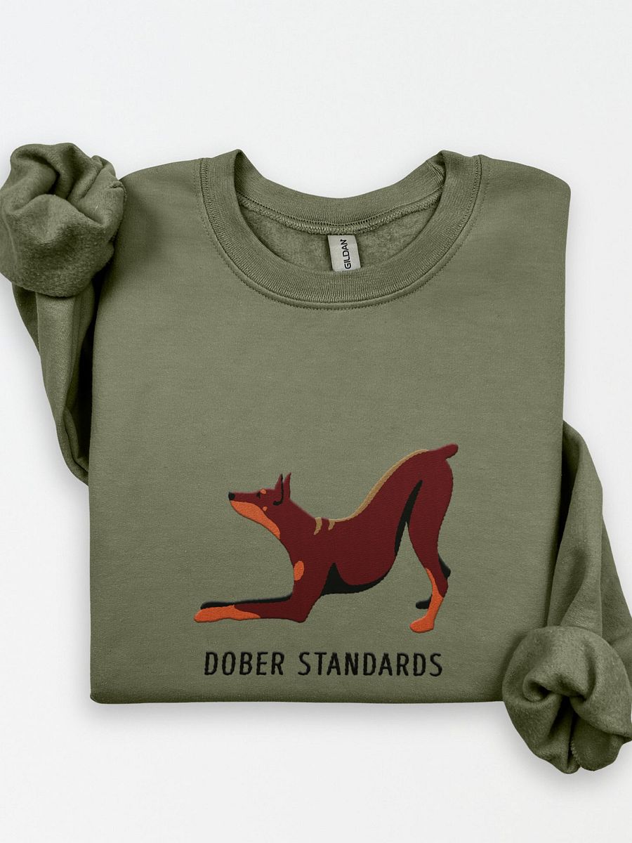 Dober Standards Sweatshirt (Embroidered) of a Doberman Pinscher(Red) product image (1)